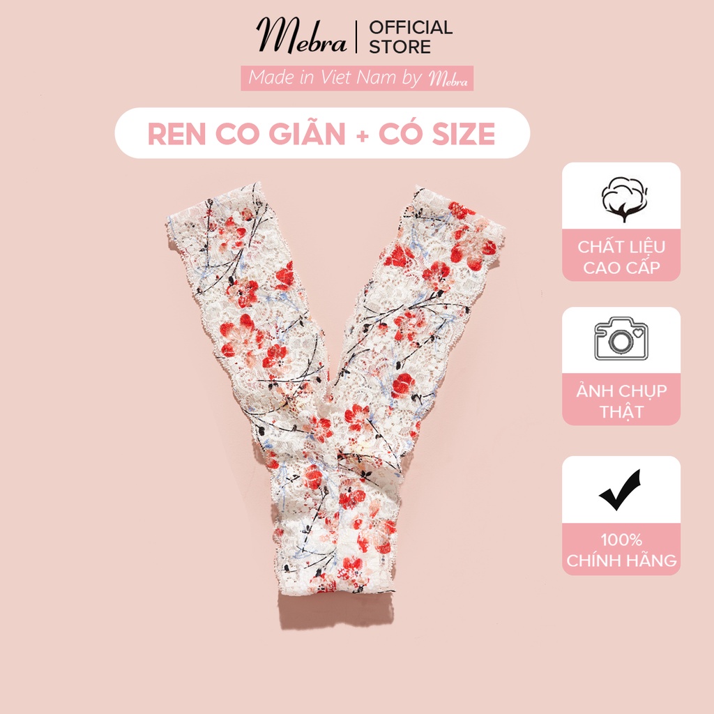 Quần lót ren hoa lọt khe chữ Y nền be hoa đỏ trẻ trung gợi cảm có size mềm mại co giãn thoải mái Mebra Q035