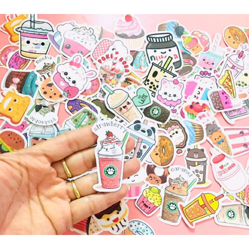 Bộ 10-50 sticker đồ ăn cực cute đáng yêu decal