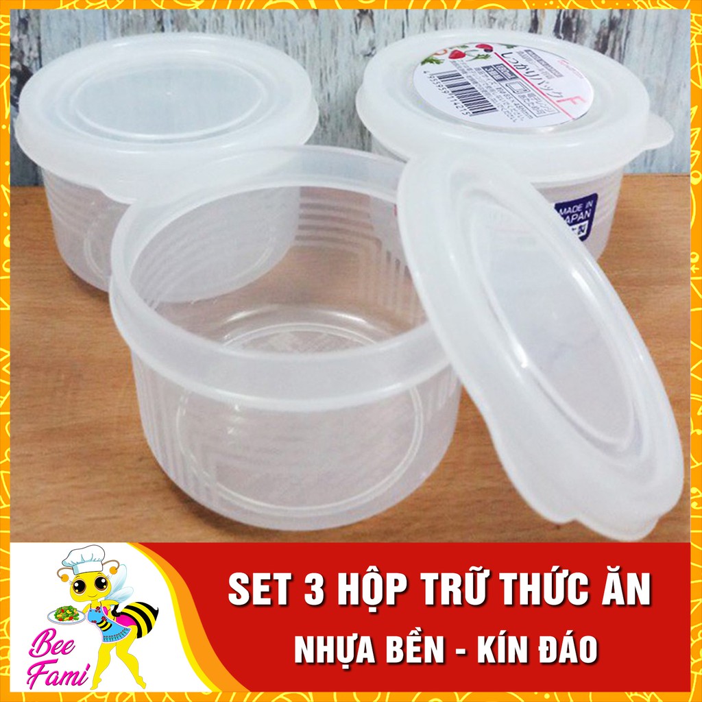 Combo 3 Hộp Trữ Thức Ăn Tròn Nakaya Nhật Bản 180ml