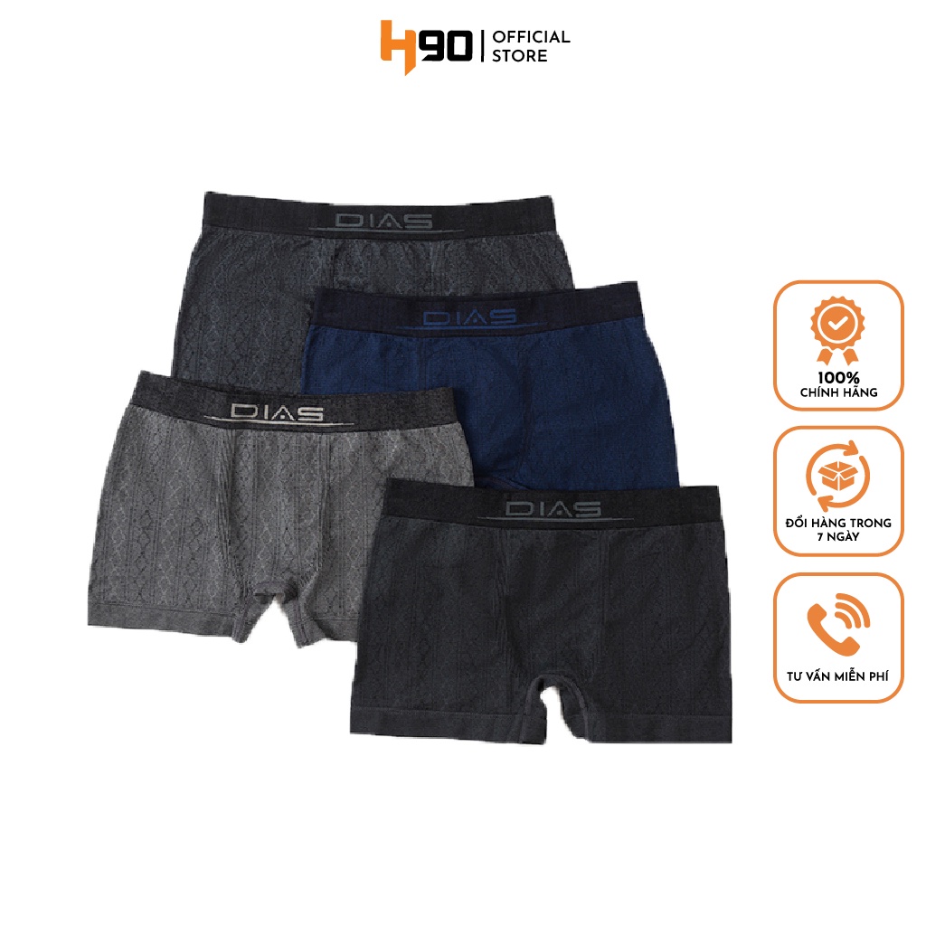 Quần Sịp Đùi Boxer DIAS hàng cao cấp cạp liền, thấm hút, co giãn, kháng khuẩn cực tốt W017