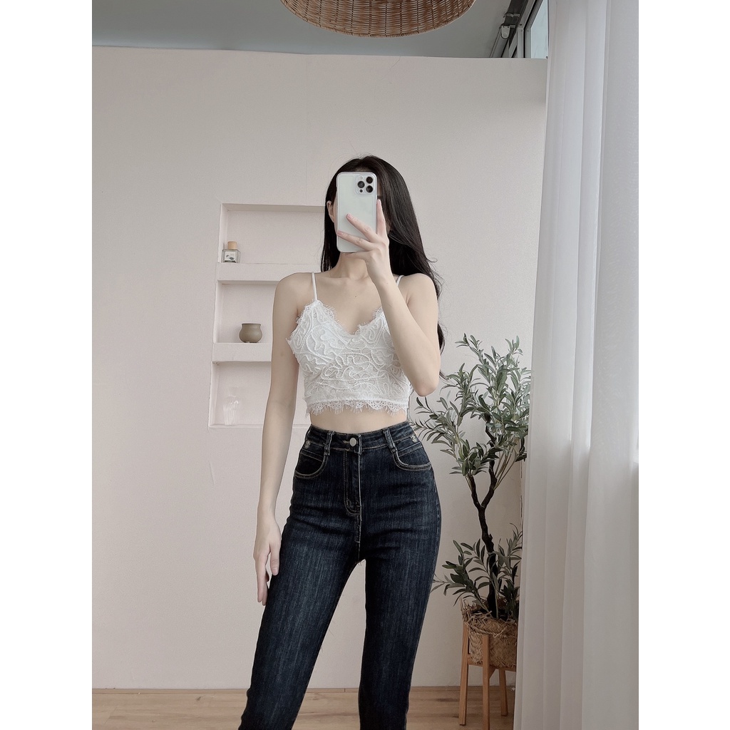 Áo Bra 2 Dây NAMYLALA Viền Ren Họa Tiết Nổi Đệm Mỏng 2S12