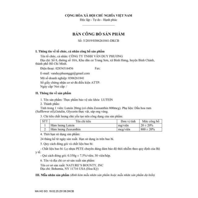 Thực phẩm bảo vệ sức khỏe giúp tăng cường thị lực cho mắt Natures Bounty Lutein 20mg (Chai 30 viên) | BigBuy360 - bigbuy360.vn