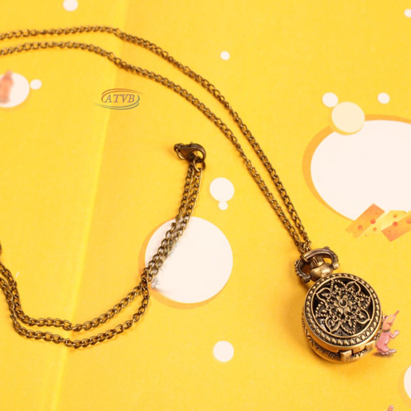 Đồng hồ quả quýt chạm khắc hình hoa sen phong cách vintage