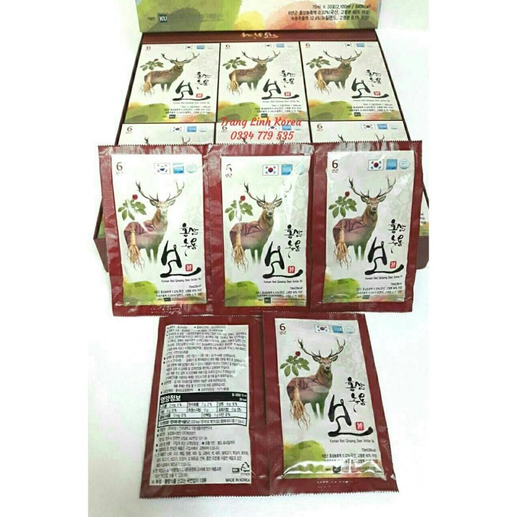 [ Trợ Giá ] Nước Hồng Sâm Nhung Hươu Chính Hãng Hàn Quốc, Hộp 30 gói
