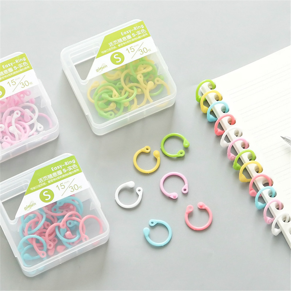 Set 10 vòng nhựa xỏ gáy sổ tay ghi chép nhiều màu sắc tiện lợi