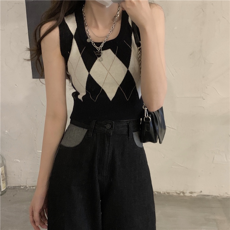 Áo hai dây dệt kim mỏng ôm dáng đính đá phong cách phương Tây cổ điển cho nữ | BigBuy360 - bigbuy360.vn