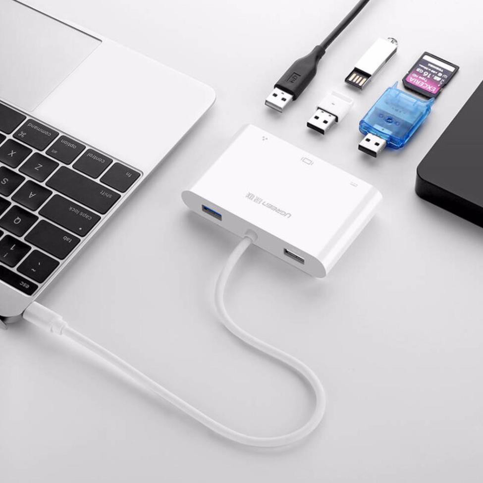 Cáp chuyển đổi USB Type C sang VGA + Hub USB 3.0 và USB2.0 UGREEN 30439