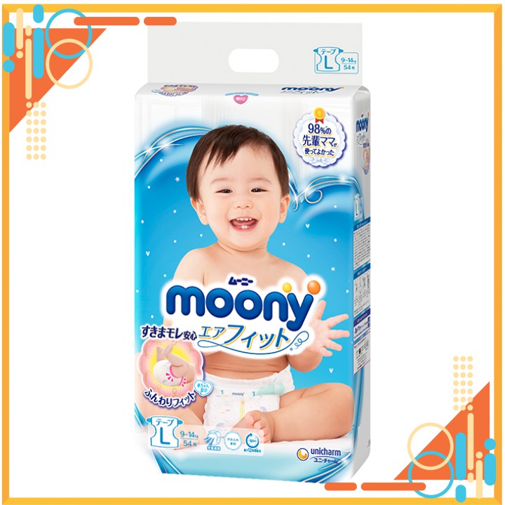 Lẻ 5 Miếng Tã Dán/Tã Quần Moony Sơ Sinh Nội Địa Dùng Thử Cho Bé Các Size Newborn, S, M, L, XL Bỉm Mẹ Bắp Online