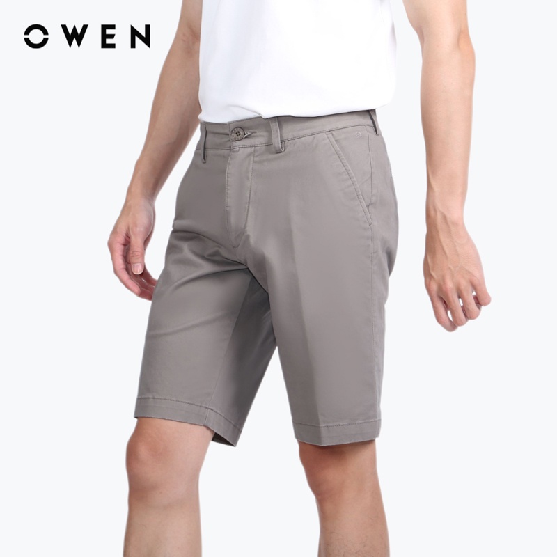 Quần short Nam Owen Cotton Slim Fit Ghi - SK220259