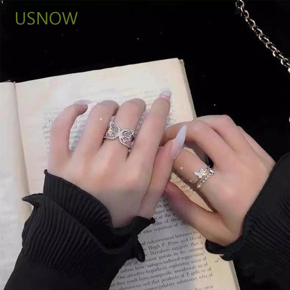 Nhẫn đeo tay hình bướm đính đá nhân tạo thời trang cho nữ