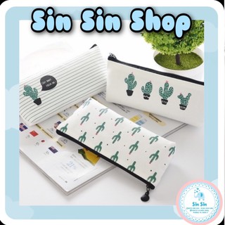 Hộp Bút - Bóp Viết Vải Canvas Xương Rồng