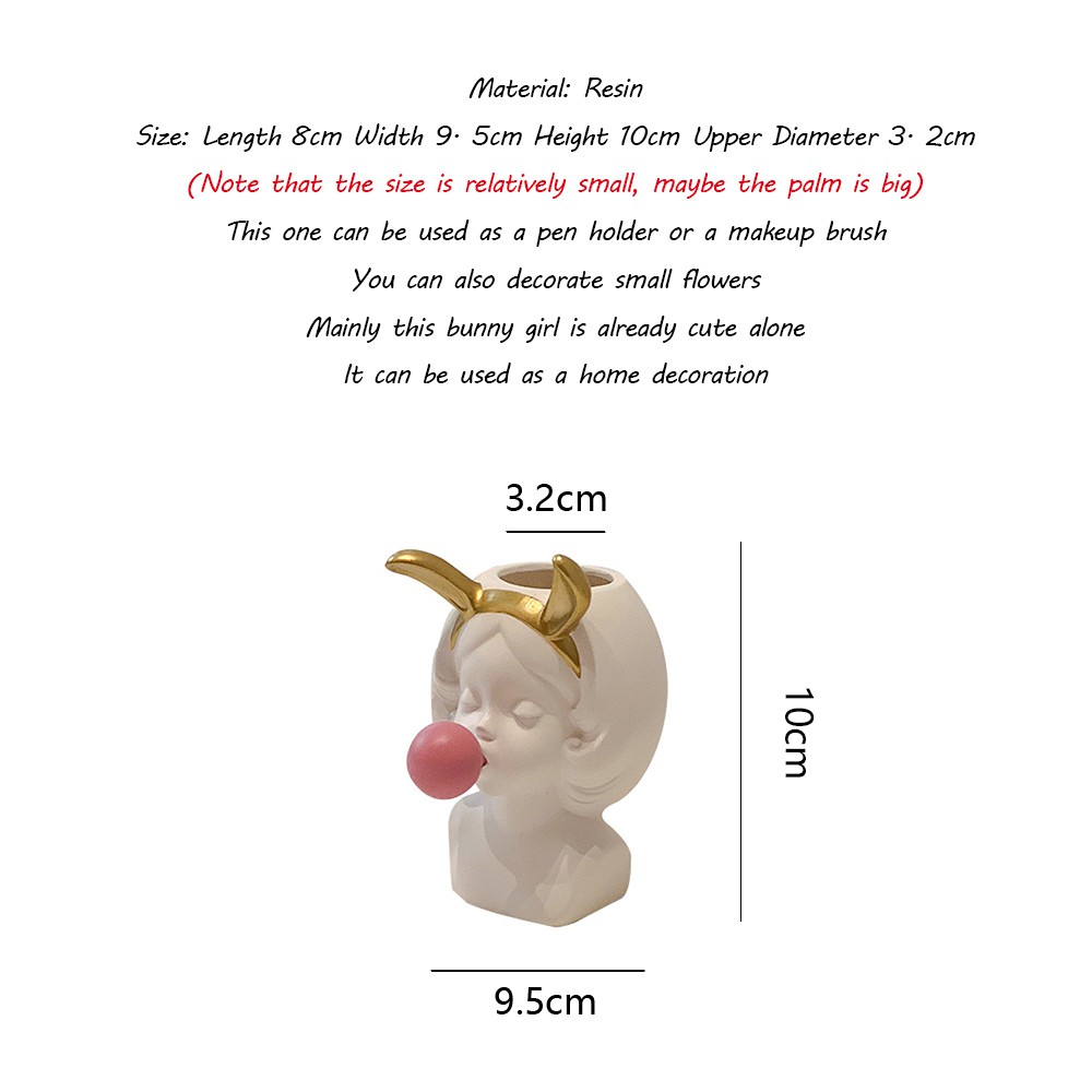 Phụ kiện trang trí hình cô gái thổi bong bóng bằng nhựa resin dễ thương