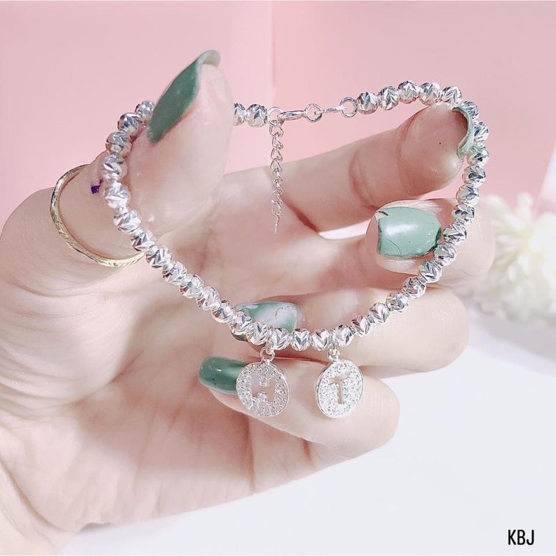 Lắc Tay Nữ Bi Bạc Ta kèm Charm Tên Ý Nghĩa ghép theo Yêu Cầu - Trang sức Vàng Bạc Hoà Thảo HTJ