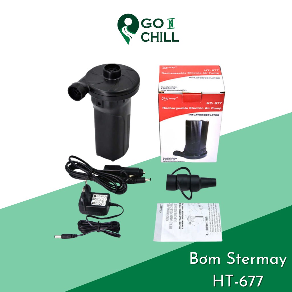 Bơm Hơi Di Động Dùng Pin Sạc Stermay HT-677