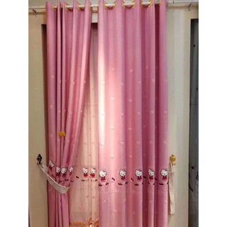 Rèm vải hoạ tiết thêu hello kitty nhiều kích thước