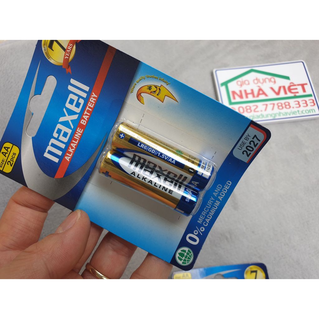 Vỉ 2 pin tiểu AA Maxell alkaline LR6 1.5V