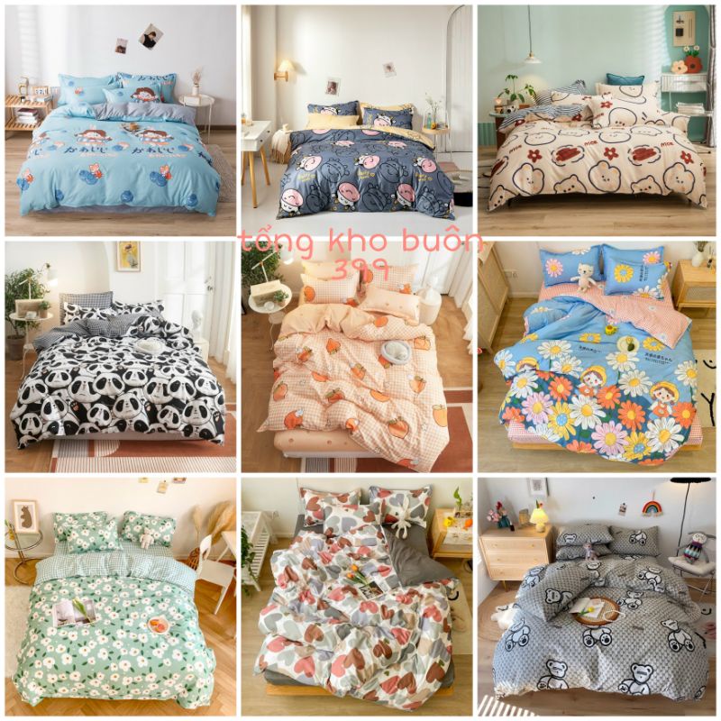 [RẺ VÔ ĐỊCH] bộ chăn ga gối 4 món cotton poly phong cách Hàn Quốc đẹp, chăn ga gối nệm, chăn, mền