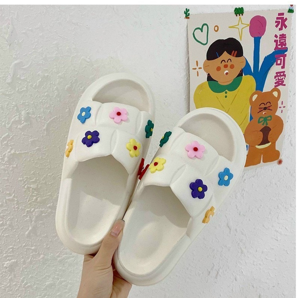 Dép Lê Cute, Siêu Dễ Thương Có Gắn Hoa Và Sticker Ngộ Nghĩnh