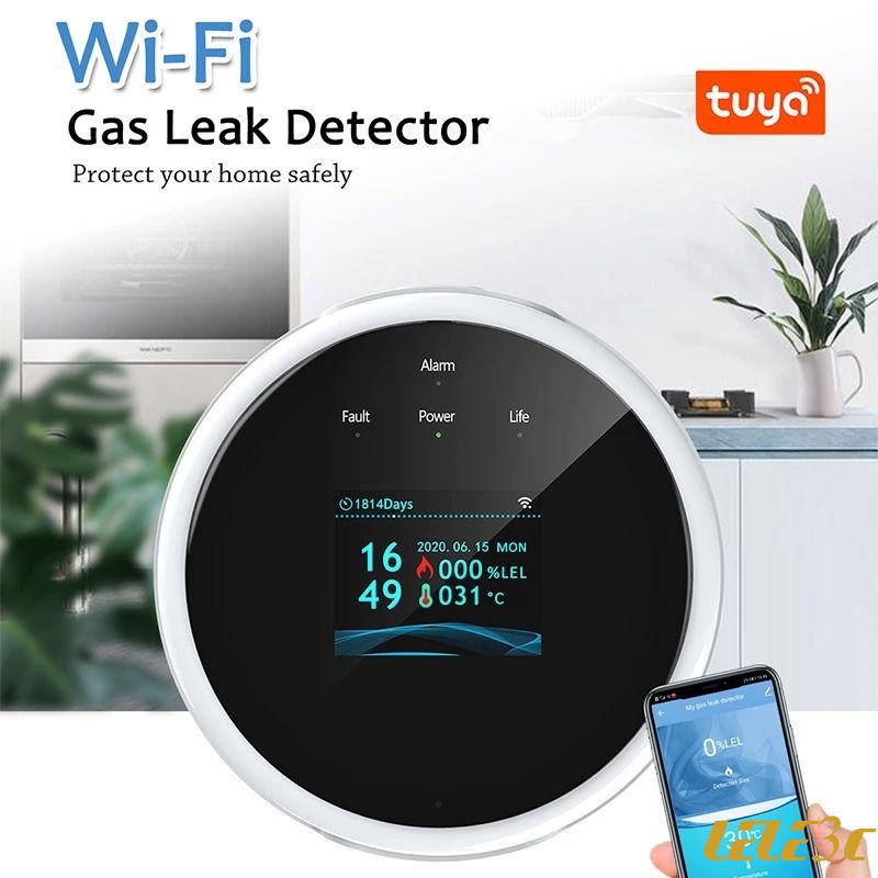Máy dò rò rỉ khí gas thông minh wifi màn hình LCD cảm biến nhiệt độ