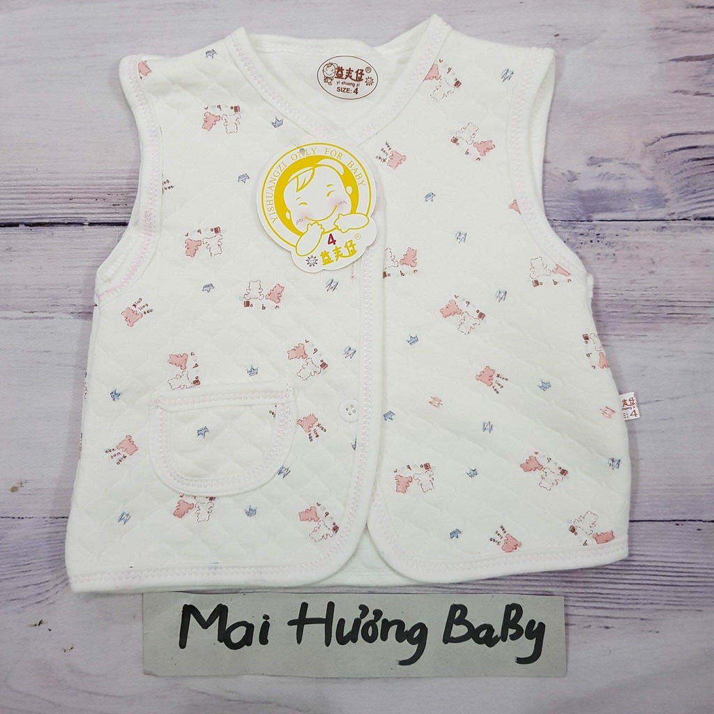 Áo gile trần bông trắng hoạ tiết