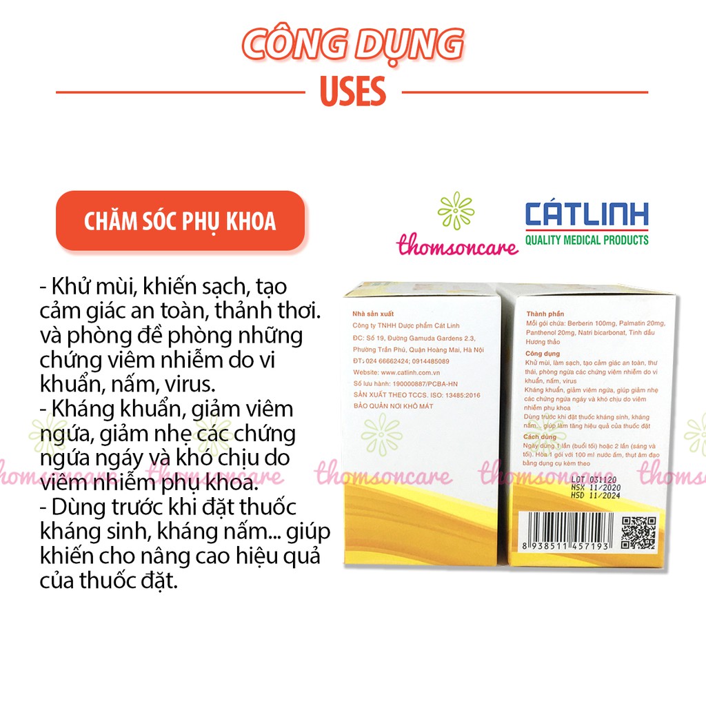 Thụt rửa âm đạo vệ sinh phụ nữ Berikit kèm 15 gói muối - dung dịch vệ sinh phụ khoa rửa sâu - của dược Cát Linh
