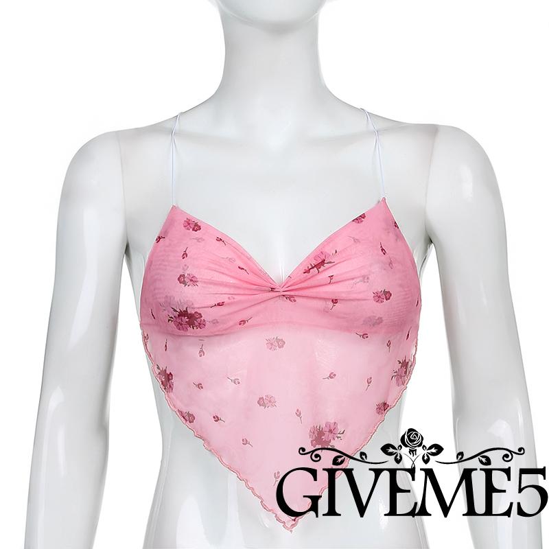 Áo Lửng Hai Dây In Họa Tiết Hoa Quyến Rũ Dành Cho Nữ