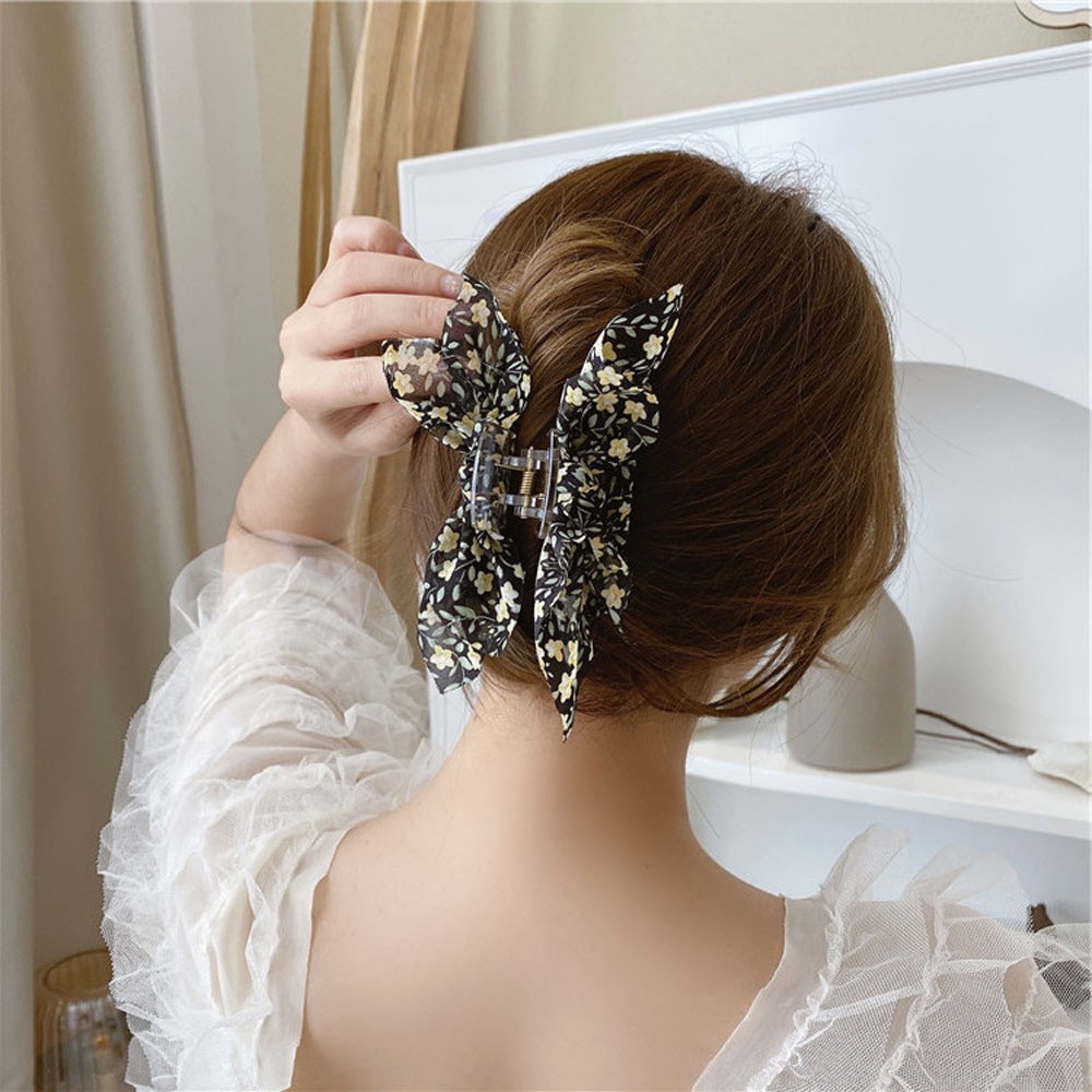 Kẹp Tóc Càng Cua Bằng Acrylic Đính Nơ Nhiều Màu Thời Trang Hàn Quốc Cho Nữ