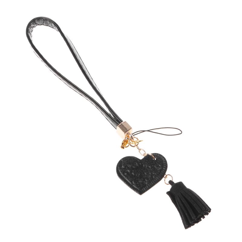 Dây Đeo Điện Thoại/Móc Khóa Đính Tua Rua Nhiều Màu Hình Trái Tim