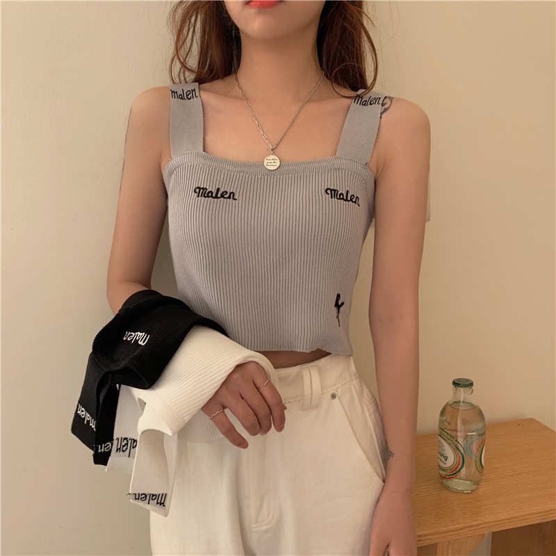 Camisole vest ladies fashion letters embroidery