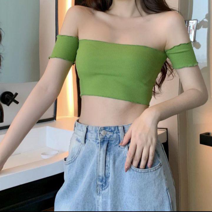 1125A20 Áo croptop kiểu trễ vai tay rời quyến rũ, gợi cảm