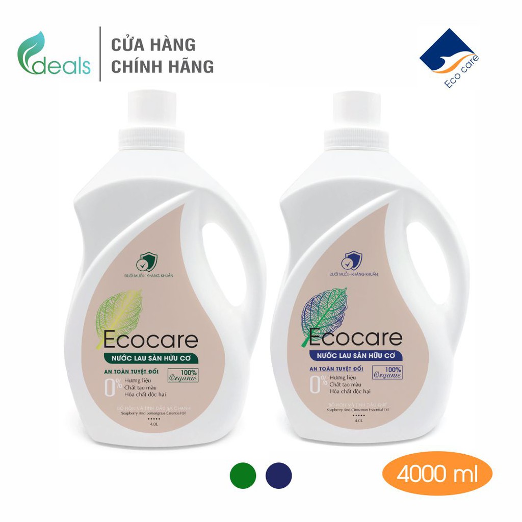 Nước Lau Sàn Bồ Hòn Hữu Cơ Ecocare 4 lít - Diệt khuẩn, Đuổi muỗi, Chống trơn trượt - Mẫu mới 2020