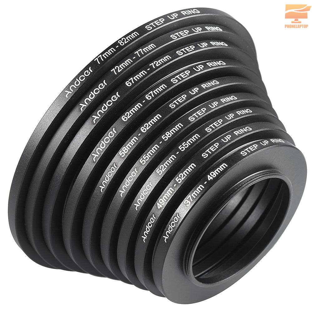 Set 18 Vòng Kim Loại Gắn Thấu Kính Máy Ảnh Andoer 37-49 - 52-55 - 58-62 - 67-72 - 77-82mm