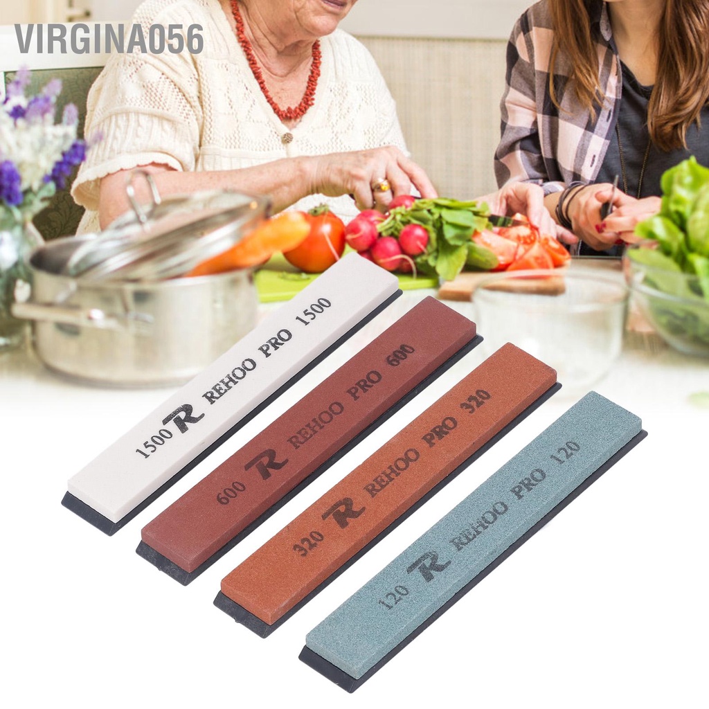 Virgina056 Đá mài dao 4PCS Góc cố định Bộ Whetstone 120 320 600 1500 nước