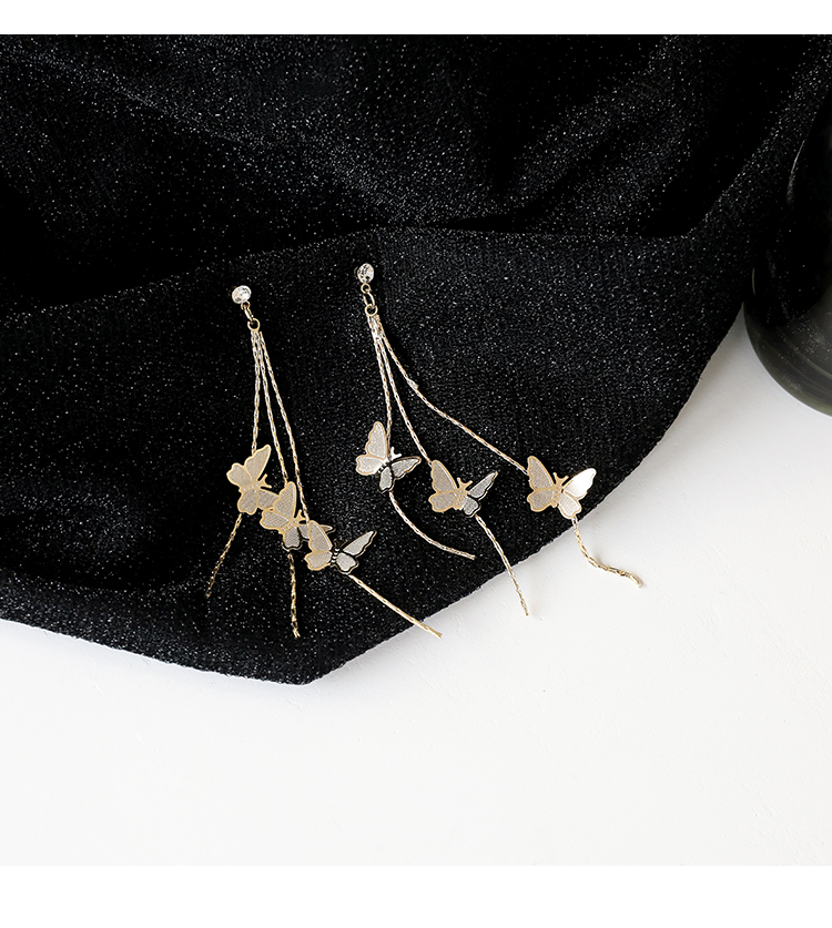 Khuyên Tai Dáng Dài Hình Bướm Mạ Bạc 925 Phong Cách Hàn Quốc