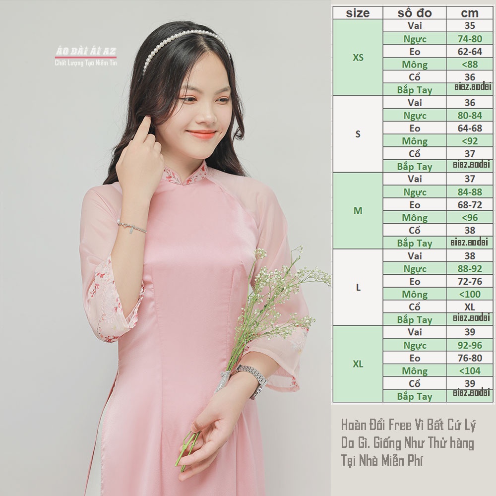 Áo Dài cách Tân Nữ Tay Ngắn Hoa Nhí TK09
