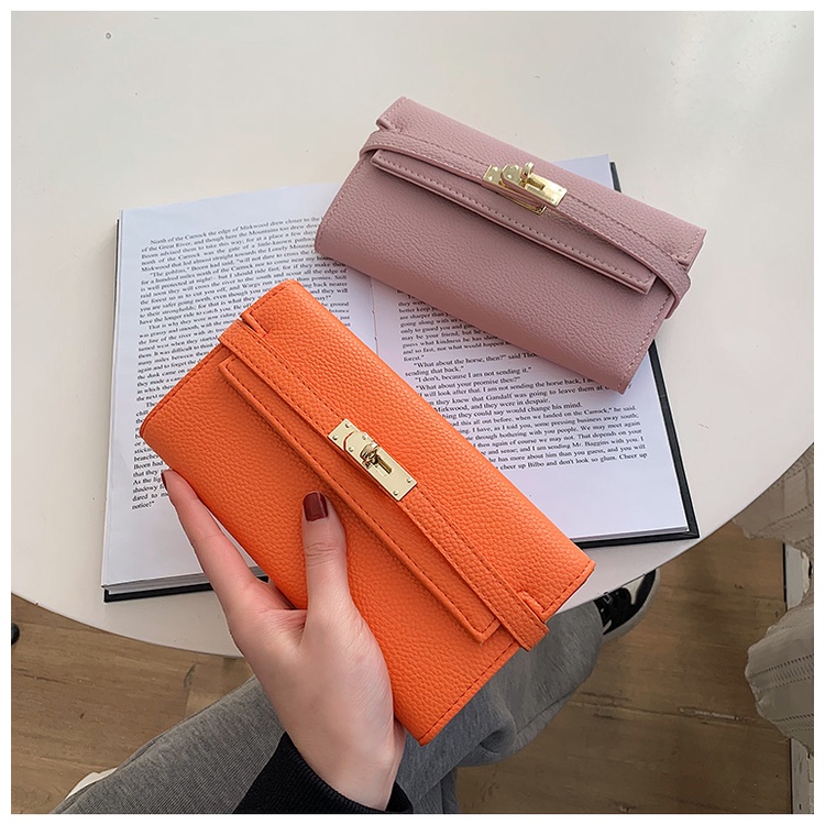 Ví Dài Đựng Thẻ Có Khóa Họa Tiết Vỏ Quả Vải Thời Trang Âu Mỹ Dành Cho Nữ