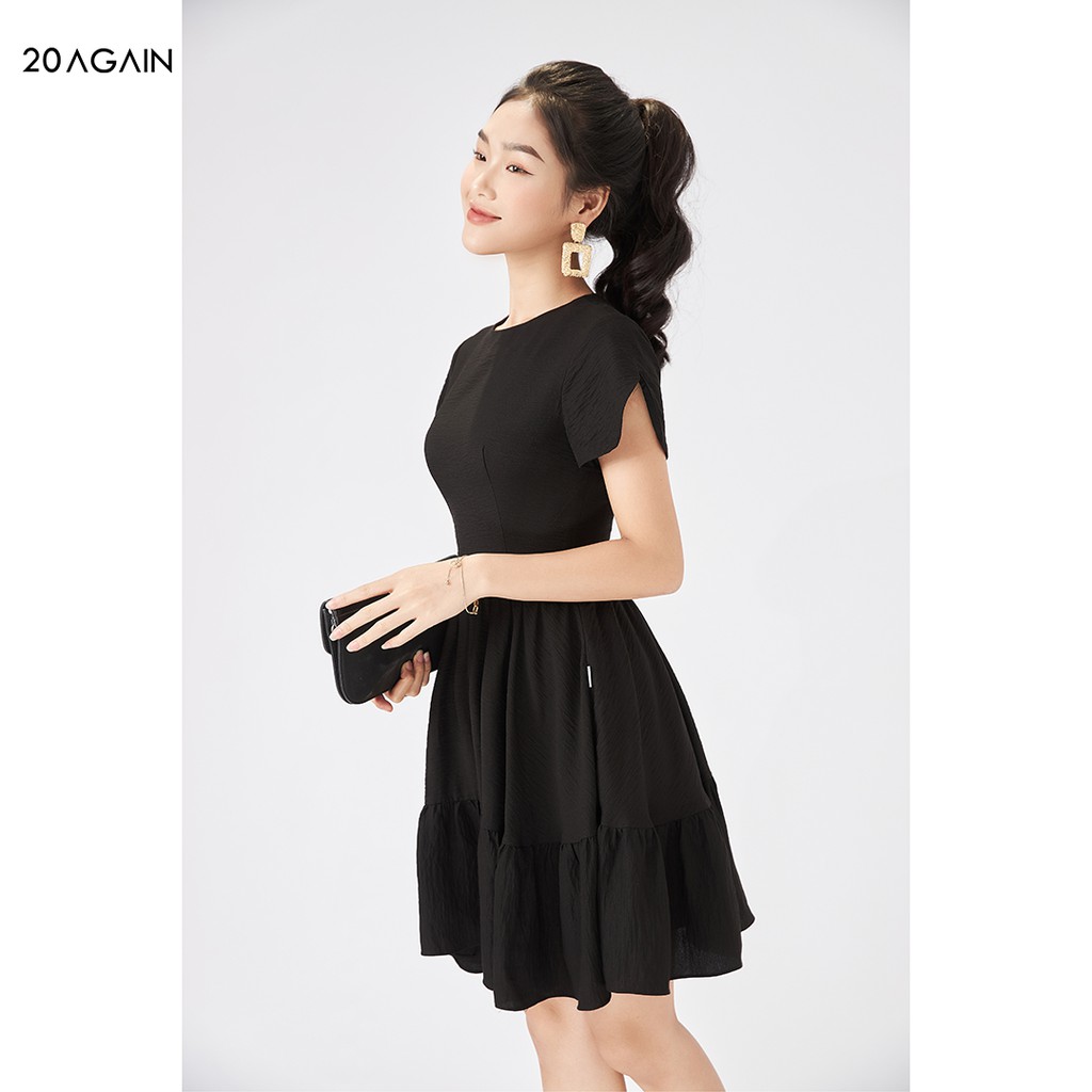 Váy xòe tay nụ hồng 20AGAIN, đầm nhún bèo dịu dàng thanh lịch DEA1851 | BigBuy360 - bigbuy360.vn