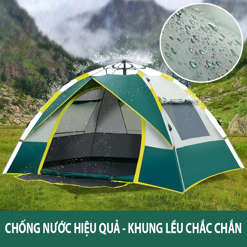 Lều Cắm Trại Lều dã ngoại đi phượt tự bung du lịch cỡ lớn 4-6 người chống nước chống tia tử ngoại