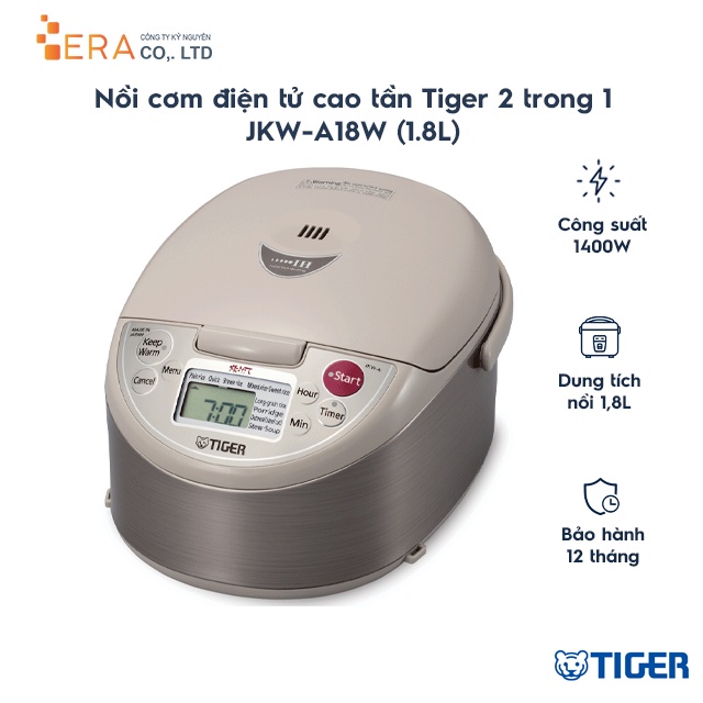 [Mã ELHADEV giảm 4% đơn 300K] Nồi cơm điện tử cao tần Tiger JKW-A18W dung tích 1.8L