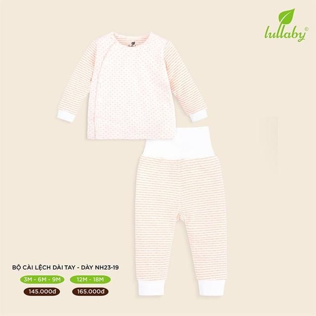 [Lullaby] Bộ cài lệch (cài chéo) vân thoáng quần cạp cao chất siêu mềm đẹp (6-18m)