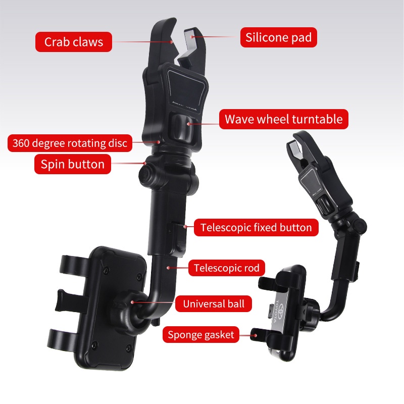 Giá Đỡ Điện Thoại Xoay 360 Độ Gắn Kính Chiếu Hậu Xe Hơi Toyota Vios Yaris Altis Camry Avanza