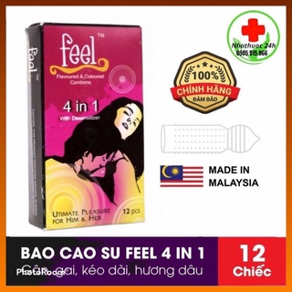 Hộp 12c Bao Cao Su FEEL 4 IN 1 - Bi Gai - Kéo Dài Thời Gian Quan Hệ - Xuất Xứ Malaysia