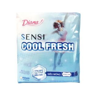Băng vệ sinh  Diana Sensi Cool Fresh siêu mỏng 8 miếng không cánh và không cánh