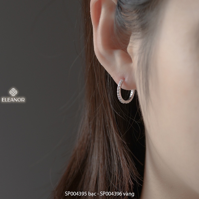 Bông tai nữ chuôi bạc 925 Eleanor Accessories khuyên tròn sát tai đính đá cao cấp phụ kiện trang sức 4396
