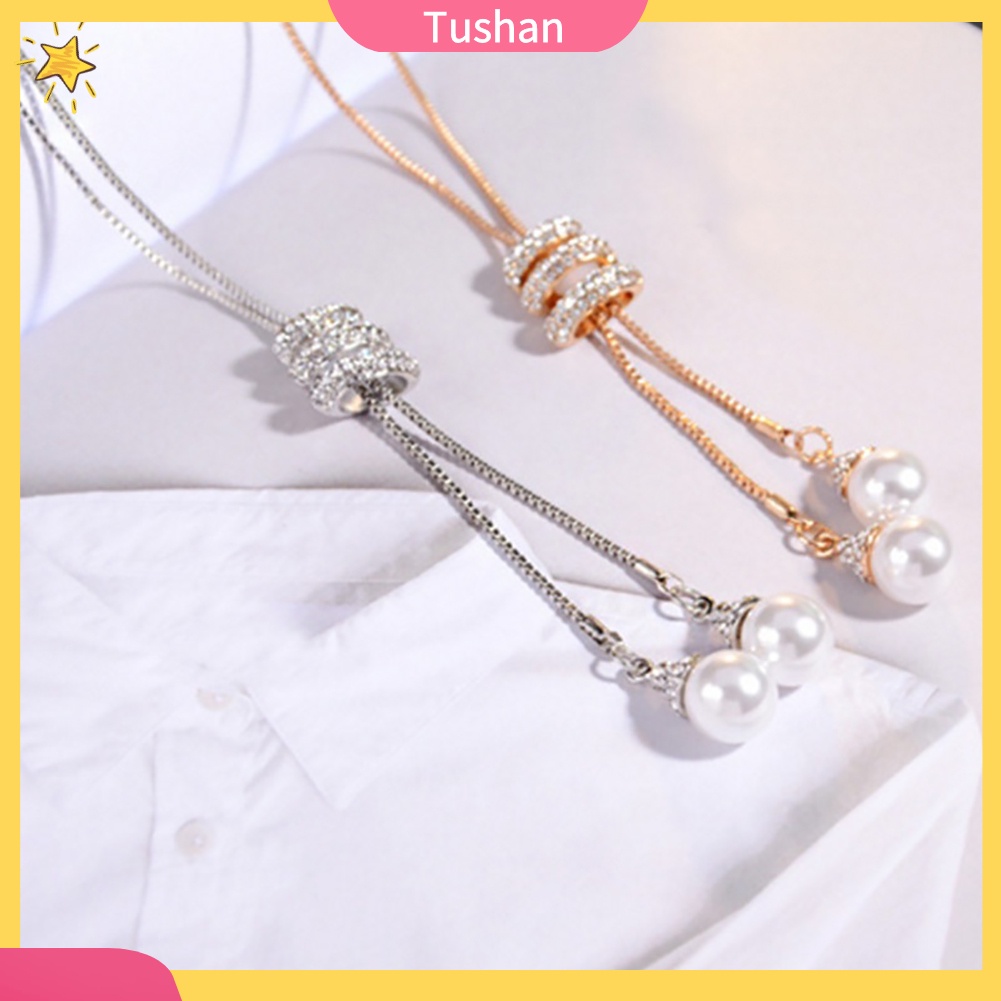 Dây chuyền nữ mặt ngọc trai giả đính kim cương nhân tạo thời trang