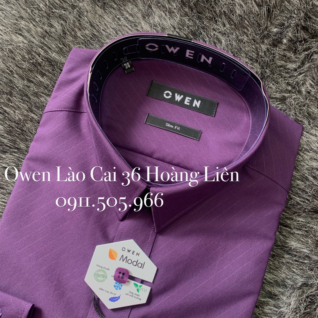 OWEN - Áo sơ mi dài tay Owen Slimfit chất modan màu tím 80761 | BigBuy360 - bigbuy360.vn