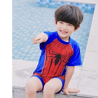 Bộ Siêu Nhân Nhện Phi Lụa Mát Cho Bé Trai Cộc Tay Mặc Hè