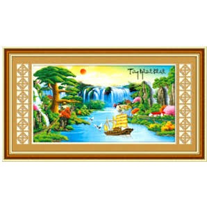 TRANH ĐÍNH ĐÁ TÙNG NGHÊNH KHÁCH, DF032, 94X55CM CHƯA ĐÍNH