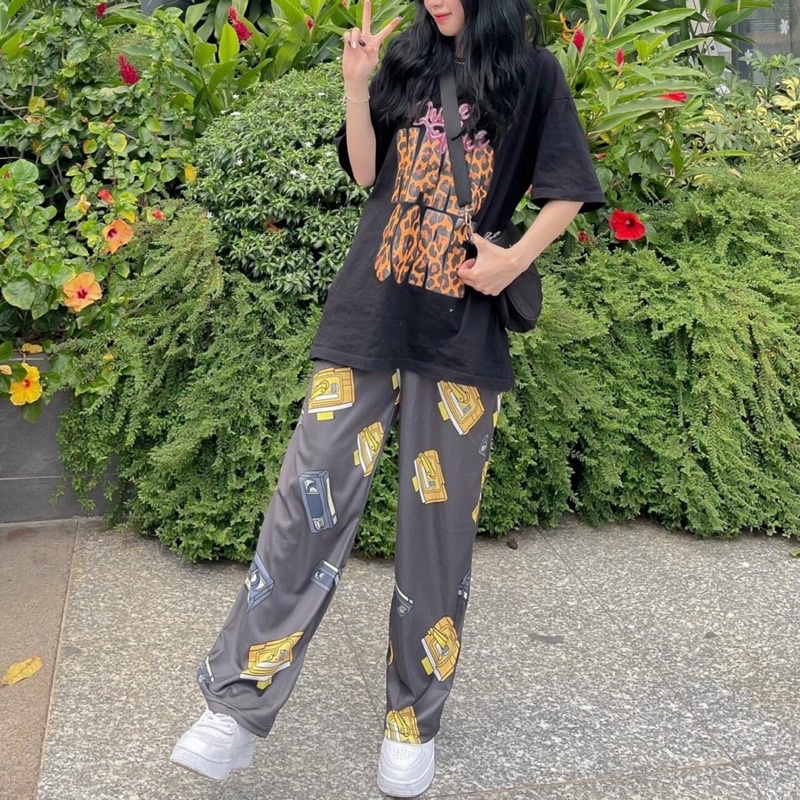 Quần dài cartoon hoạt hình form rộng 95Kg ống suông unisex nam nữ ( ảnh thật + clip ) | BigBuy360 - bigbuy360.vn