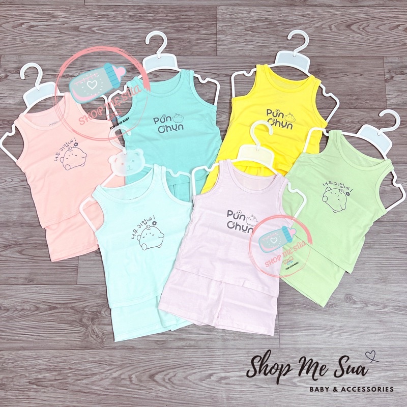 PUNCHUN bộ ba lỗ 2022 chất liệu cotton thấm hút